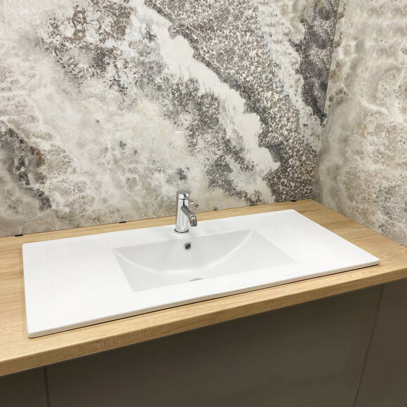 Умывальник VBI Ferrara 100 White VBI-018030 (100x46 см, белый глянцевый, с крылом), Доступные размеры: 100 x 46, Цвет производителя: белый глянец, фото 