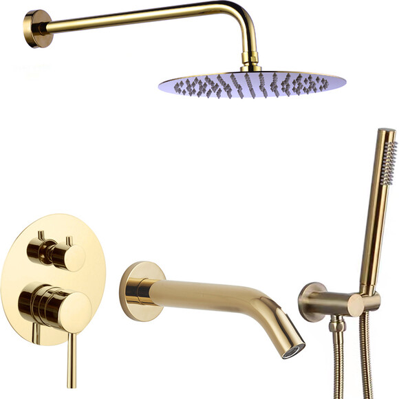 Душевая система VBI Milano Gold VBI-050110GL (золото, скрытого монтажа, с изливом), Цвет производителя: золото, фото 