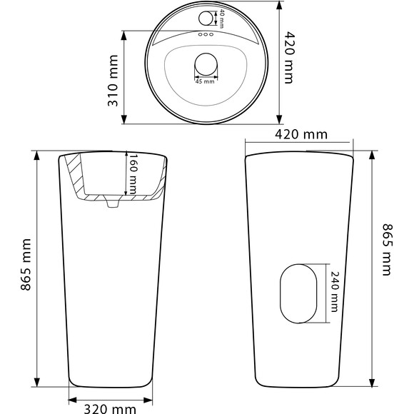 Умывальник VBI Marsala White VBI-019010 (42 см, белый глянцевый, напольный), фото 6
