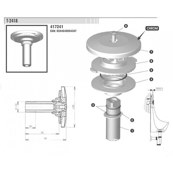 Распылитель воды для писсуара Jika Domino H8910990000001, фото 3