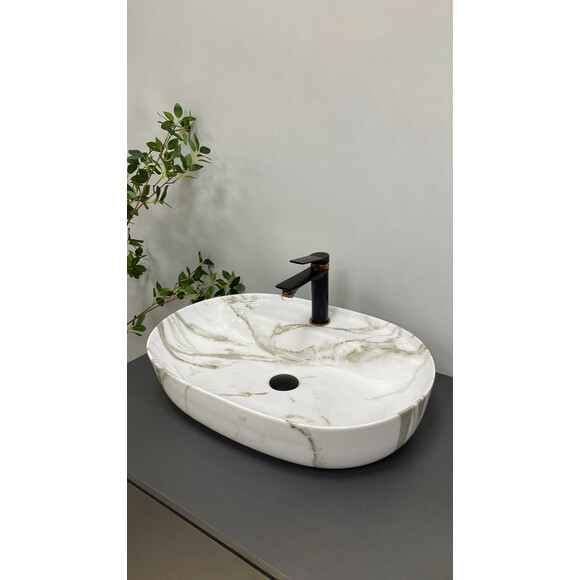Умывальник VBI Terni Aiax VBI-011805 (59x41 см, мрамор), Доступные размеры: 60 x 40, Цвет производителя: мрамор, фото 