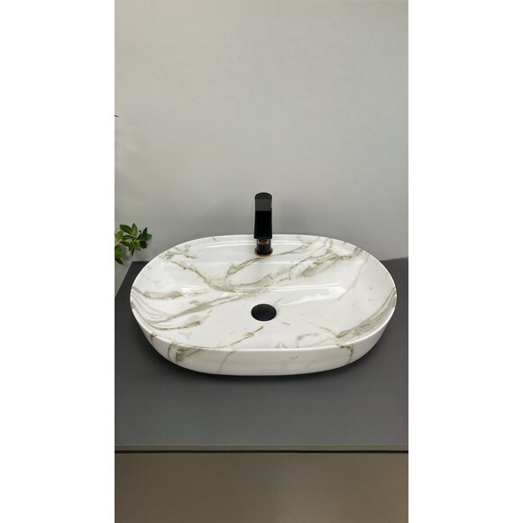 Умывальник VBI Terni Aiax VBI-011805 (59x41 см, мрамор), Доступные размеры: 60 x 40, Цвет производителя: мрамор, фото 2
