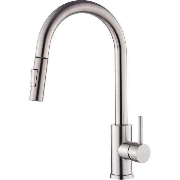 Змішувач для кухні VBI Flusso Nickel VBI-055000NI (нікель, з висувною лійкою), Колір виробника: нікель, фото 