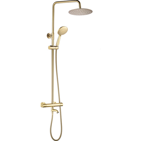 Душова система з термостатом VBI Milano Gold VBI-050111GL (золото, з виливом), Колір виробника: золото, фото 