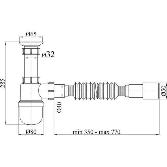 Сифон для раковины Lidz LU06 (бутылочный), фото 3