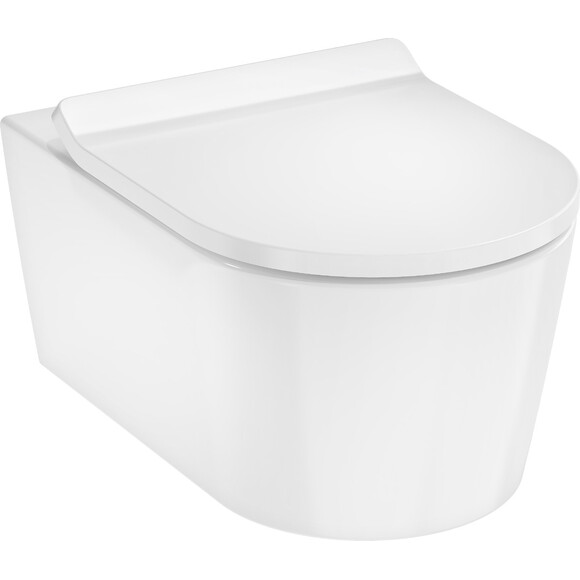 Безободковый подвесной унитаз Hansgrohe EluPura S 62025450 (воронкообразный, c сиденьем), фото 