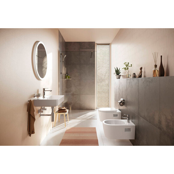 Дзеркало для ванної кімнати Hansgrohe Xarita Lite S Matt White 54979700 (70x70 см, біле матове, з LED-підсвічуванням, антизапотіванням ти димером), Доступні розміри: 70 x 70, Колір виробника: білий матовий, фото , изображение 7