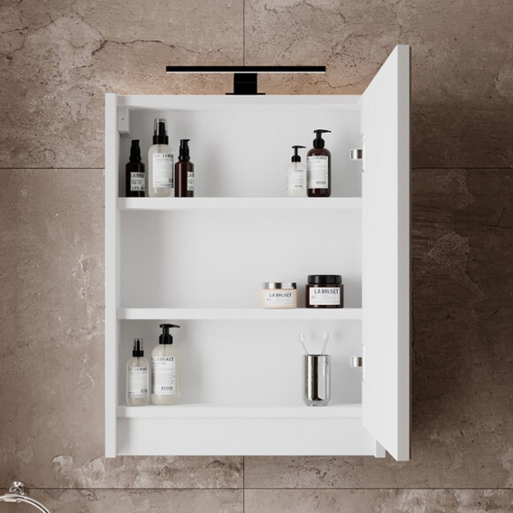 Дзеркальна шафа Devit Small 065050W (50x65 см, біла глянсова, розпашна, з підсвічуванням), фото , изображение 2