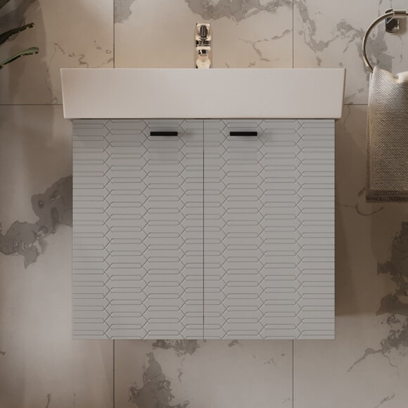 Тумба с раковиной Devit Flow Grey Matt 484060G (60 см, серая матовая, подвесная), Доступные размеры: 60, Цвет производителя: серый матовый, фото 3