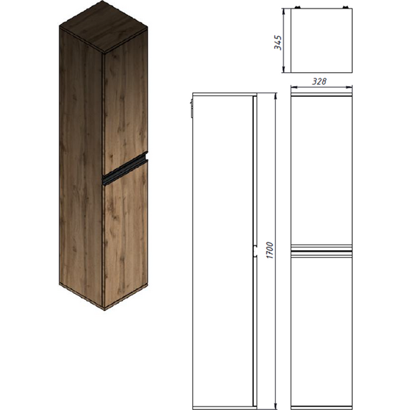 Пенал у ванну Devit Frame Oak 753170O (33 см, дуб, підвісний), Доступні розміри: 33, Колір виробника: дуб, фото , изображение 2