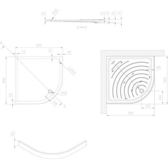 Душевая кабина с поддоном Devit Nymfa FEN0301PDEV (90x90 см, стекло матовое, профиль хром), Доступные размеры: 90 x 90, Цвет производителя: матовое стекло, отделка хром, фото 3
