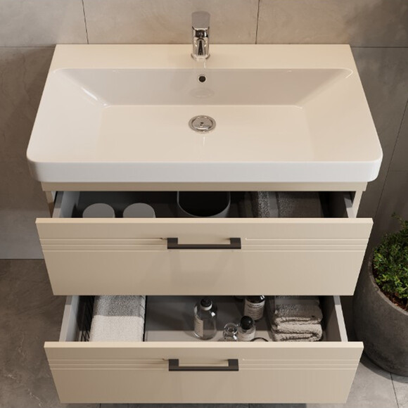 Тумба с раковиной Devit Urbanis Beige 454080BE (80 см, бежевая, подвесная), Доступные размеры: 80, Цвет производителя: бежевый, фото 5