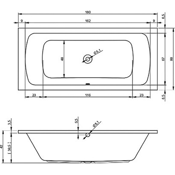Акрилова ванна Devit Comfort S 18080345 (180x80 см, з ніжками), Доступні розміри: 180 x 80, фото , изображение 4