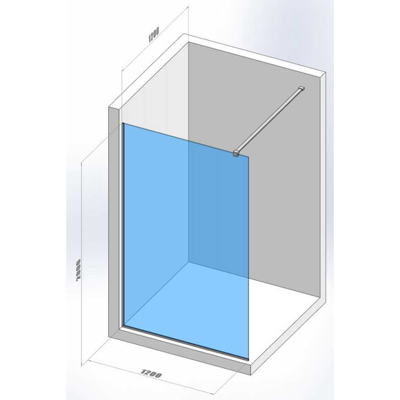 Душова стінка Walk-In Devit Style New DSN120200 (120x200 см, прозоре скло, профіль хром), Доступні розміри: 120 x 200, Колір виробника: хром, фото , изображение 3