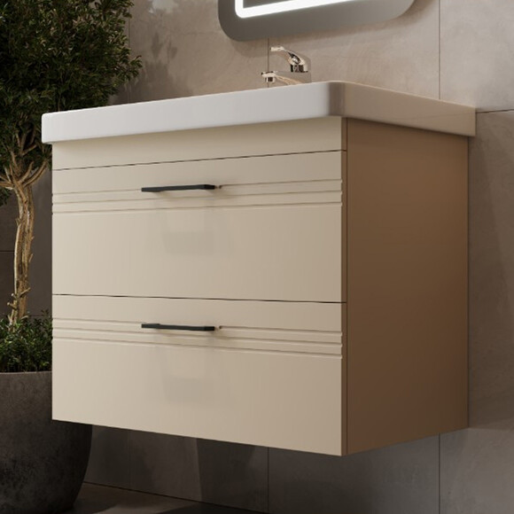 Тумба с раковиной Devit Urbanis Beige 454080BE (80 см, бежевая, подвесная), Доступные размеры: 80, Цвет производителя: бежевый, фото 2