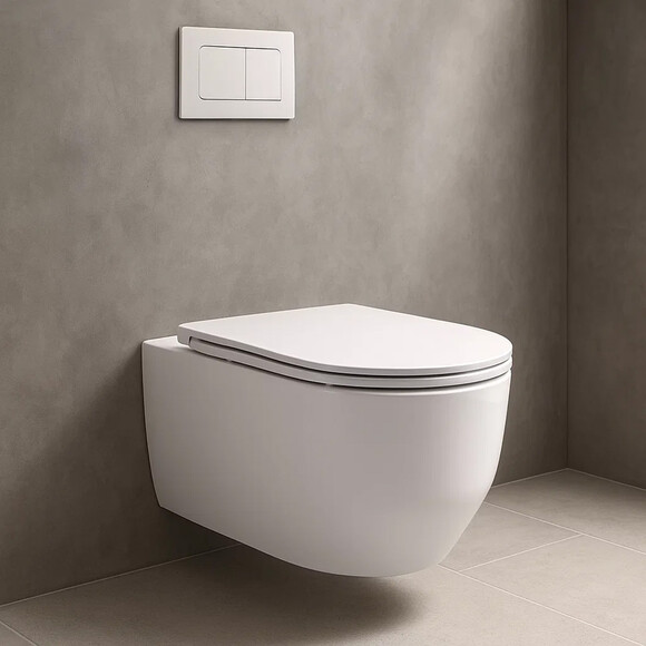 Безободковый подвесной унитаз Devit Art 3.0 White Glossy Vortex Flush 3030140 (белый глянцевый, воронкообразный, с сиденьем), Цвет производителя: белый глянец, фото 2