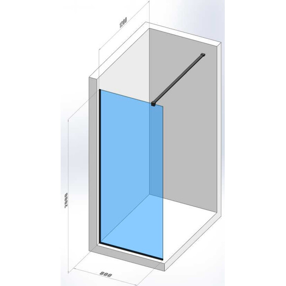 Душевая стенка Walk-In Devit Style New DSN80200B (80x200 см, стекло прозрачное, профиль черный матовый), Доступные размеры: 80 x 200, Цвет производителя: черный матовый, фото 3