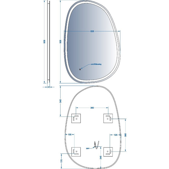 Зеркало для ванной комнаты Devit Style 5416090 (60x90 см, с LED-подсветкой), Доступные размеры: 60 x 90, фото 6