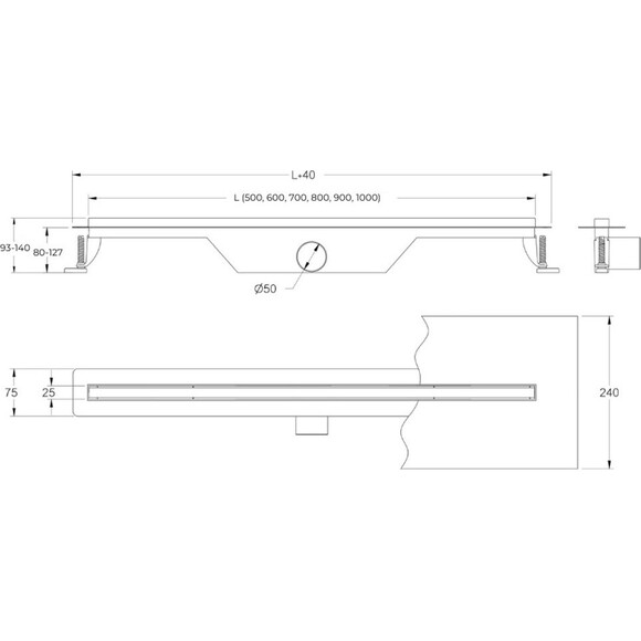 Душовий трап Devit Universal Slim UN7033C (70 см, хром), Колір виробника: хром, Доступні розміри: 70, фото , изображение 5