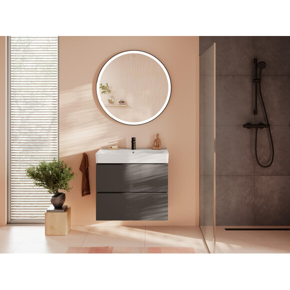 Зеркало для ванной комнаты Hansgrohe Xarita Lite S Matt Black 54980670 (90x90 см, черное матовое, с LED-подсветкой, антизапотеванием и диммером), Доступные размеры: 90 x 90, Цвет производителя: черный матовый, фото 5