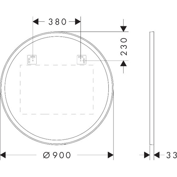 Зеркало для ванной комнаты Hansgrohe Xarita Lite S Matt Black 54980670 (90x90 см, черное матовое, с LED-подсветкой, антизапотеванием и диммером), Доступные размеры: 90 x 90, Цвет производителя: черный матовый, фото 6