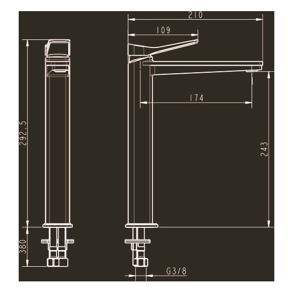 Змішувач для умивальника Devit Up Black Matt 81X11120B (чорний матовий, високий), Колір виробника: чорний матовий, фото , изображение 3