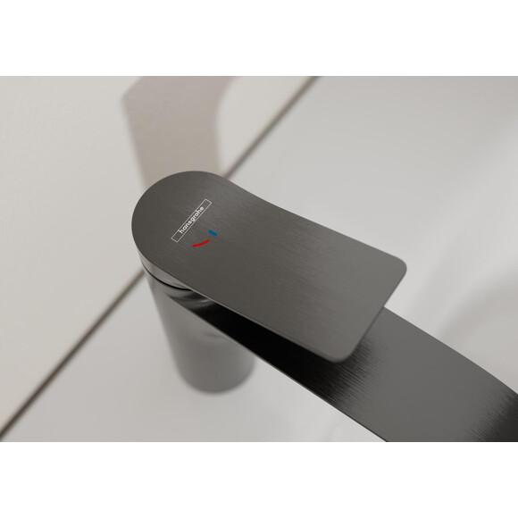 Смеситель для умывальника Hansgrohe Vivenis 250 CoolStart Brushed Black Chrome 75044340 (брашированный черный хром, с каскадным изливом и донным клапаном, высокий), Цвет производителя: брашированный черный хром, фото 2