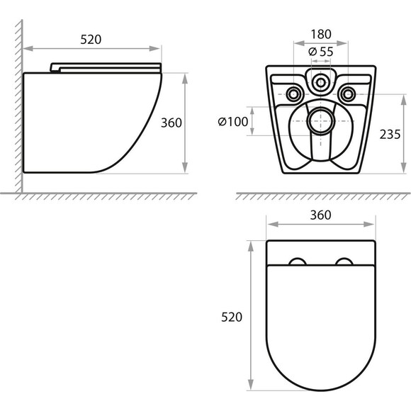Безободковый подвесной унитаз Koller Pool Stream Tornado 3.0 1857570198 (воронкообразный, c сиденьем), фото 2