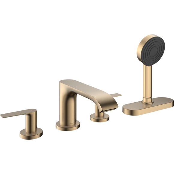 Внешняя часть смесителя на борт ванны Hansgrohe Vivenis Brushed Bronze 75444140 (брашированная бронза, на четыре отверстия, с каскадным изливом), Цвет производителя: брашированная бронза, фото 