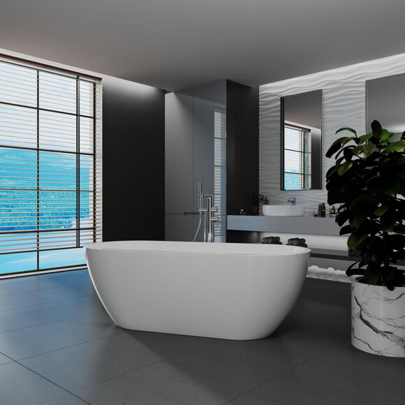 Акриловая ванна Koller Pool AquaLuxe White 0202260101 (170x75 см, белая, отдельностоящая, с ножками и сифоном), Цвет производителя: белый, фото 2