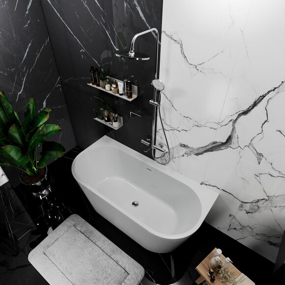 Акрилова ванна Koller Pool Euforia White 0268250101 (160x75 см, біла, пристінна, з ніжками та сифоном), фото , изображение 4