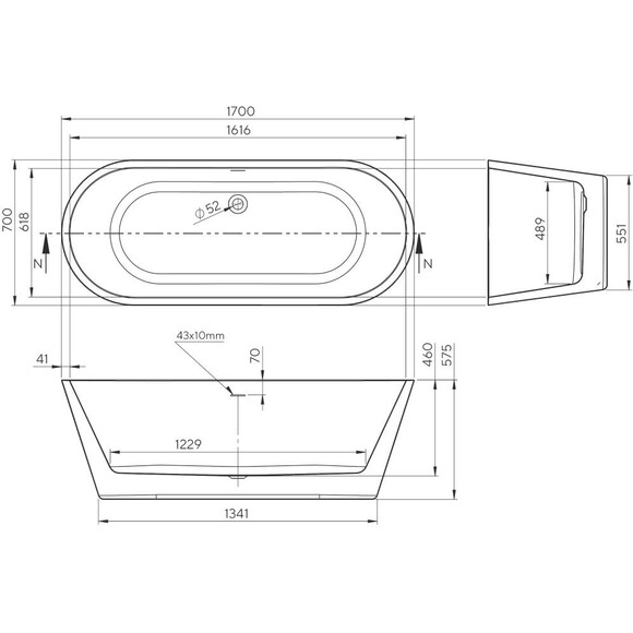 Акрилова ванна Koller Pool Elara White 0267260101 (170x70 см, біла, окремостояча, з ніжками і сифоном), фото , изображение 5
