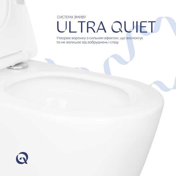 Безобідковий підвісний унітаз Qtap Scorpio Ultra Quiet Rimless QT14332380AW (воронкоподібний, з сидінням), фото , изображение 16