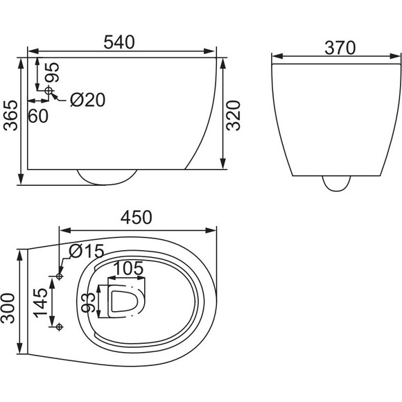 Безободковый подвесной унитаз Devit Acqua New Black Matt 3020155B (черный матовый, с сиденьем), Цвет производителя: черный матовый, фото 4