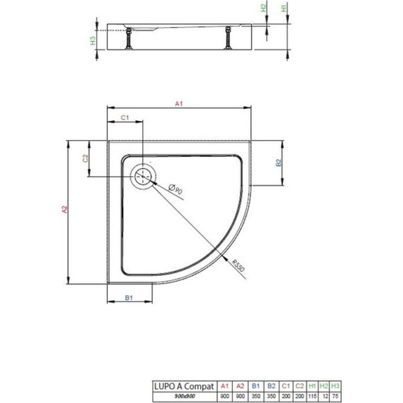 Комплект Radaway: душова кабіна Alienta A Chrome + піддон Lupo 10228080-01-01KL500 (80x80 см, прозоре скло, профіль хром, з сифоном), Доступні розміри: 80 x 80, фото , изображение 10