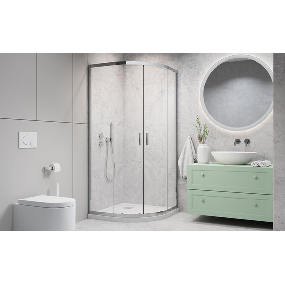 Комплект Radaway: душова кабіна Alienta A Chrome + піддон Rodos 10229090-01-01KR (90x90 см, прозоре скло, профіль хром, з сифоном), Доступні розміри: 90 x 90, фото , изображение 2