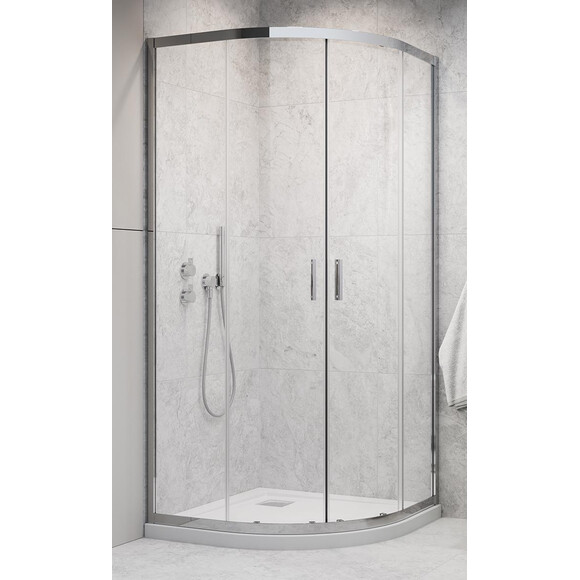 Комплект Radaway: душова кабіна Alienta A Chrome + піддон Rodos 10229090-01-01KR (90x90 см, прозоре скло, профіль хром, з сифоном), Доступні розміри: 90 x 90, фото 