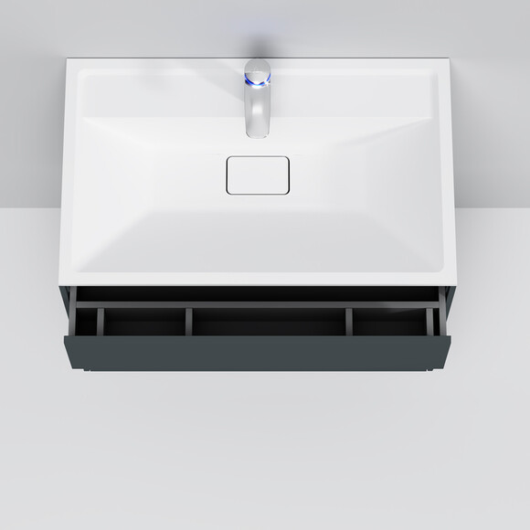 Комплект мебели Am.Pm Inspire V2.0 M50AFHX0803GM+M50AWPC0801WG+M50ACHX0406GM (80 см, графит, тумба + раковина + пенал), Доступные размеры: 80, фото 9