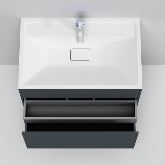 Комплект мебели Am.Pm Inspire V2.0 M50AFHX0803GM+M50AWPC0801WG+M50ACHX0406GM (80 см, графит, тумба + раковина + пенал), Доступные размеры: 80, фото 10