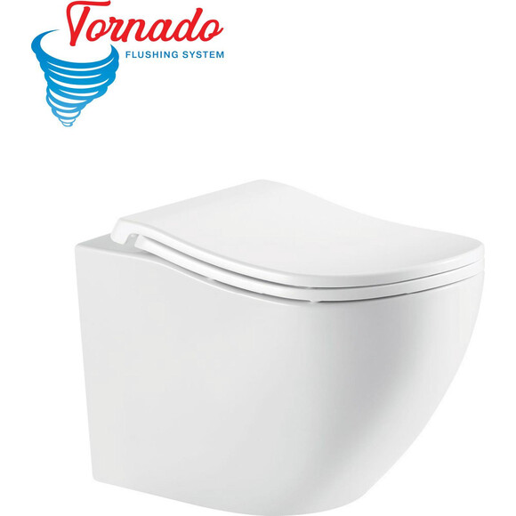 Безобідковий підвісний унітаз Koller Pool Round Comfort Tornado 3.0 1884570198 (воронкоподібний, з сидінням), фото 