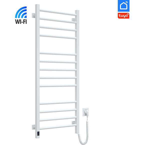 Електрична рушникосушарка Navin Класик Квадро Sensor Wi-Fi 12-116055-5012 (500x1200, біла глянсова, права, сенсорна, з таймером), Доступні розміри: 500 x 1200, Колір виробника: білий глянець, Підключення рушникосушарки: праве, фото 