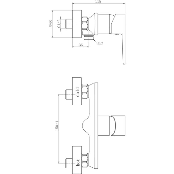 Змішувач для душу Perla Harry PBZ6105, фото , изображение 2