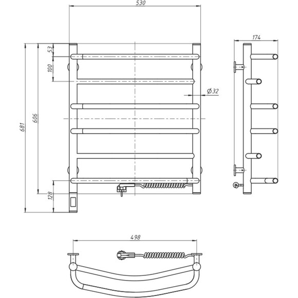 Електрична рушникосушарка Navin Омега Sensor 12-015033-5360 (530x600, біла глянсова, права, сенсорна, з таймером), Доступні розміри: 530 x 600, Колір виробника: білий глянець, Підключення рушникосушарки: праве, фото , изображение 5