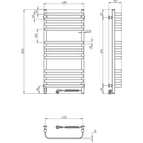 Электрический полотенцесушитель Navin Stugna Sensor 12-149053-4810 (480x800, белый глянцевый, правый, сенсорный, с таймером), Доступные размеры: 480 x 800, Цвет производителя: белый глянец, Подключение полотенцесушителя: правое, фото 7
