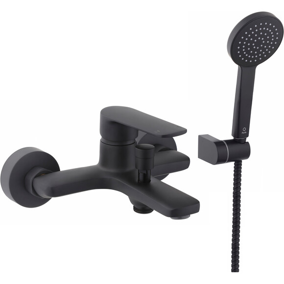Змішувач для ванни Perla Jack PBZ6304B (чорний матовий, з лійкою та шлангом), Колір виробника: чорний матовий, фото 