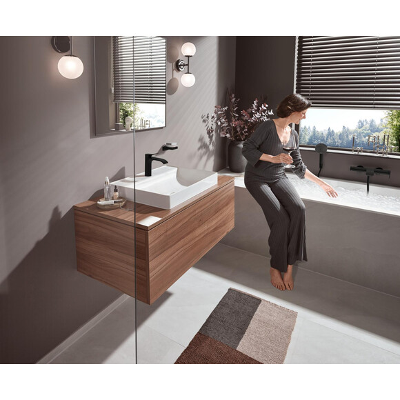 Змішувач для умивальника Hansgrohe Vivenis 110 Black Matt 75022670 (чорний матовий, з каскадним виливом), Колір виробника: чорний матовий, фото , изображение 2