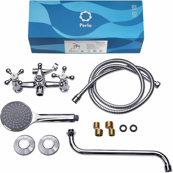 Смеситель для ванны Perla Valencia PSH13049 (хром, с лейкой и шлангом), Цвет производителя: хром, фото 3