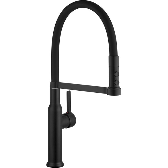 Змішувач для кухні Kroner KRP Ersel SCH03112BLK (чорний матовий, з гнучким виливом), Колір виробника: чорний матовий, фото , изображение 2