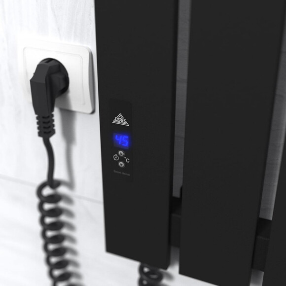 Электрический полотенцесушитель Laris Зебра Бостон ЧФ(Ч)4 R2 73207920 (310x1200, черный матовый, левый, с таймером), Доступные размеры: 310 x 1200, Цвет производителя: черный матовый, Подключение полотенцесушителя: левое, фото 6