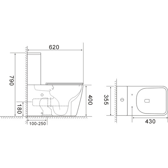 Безободковый унитаз-компакт Volle Puerta 2.0 Vortice 1331.002003 (воронкообразный, c сиденьем), фото 3